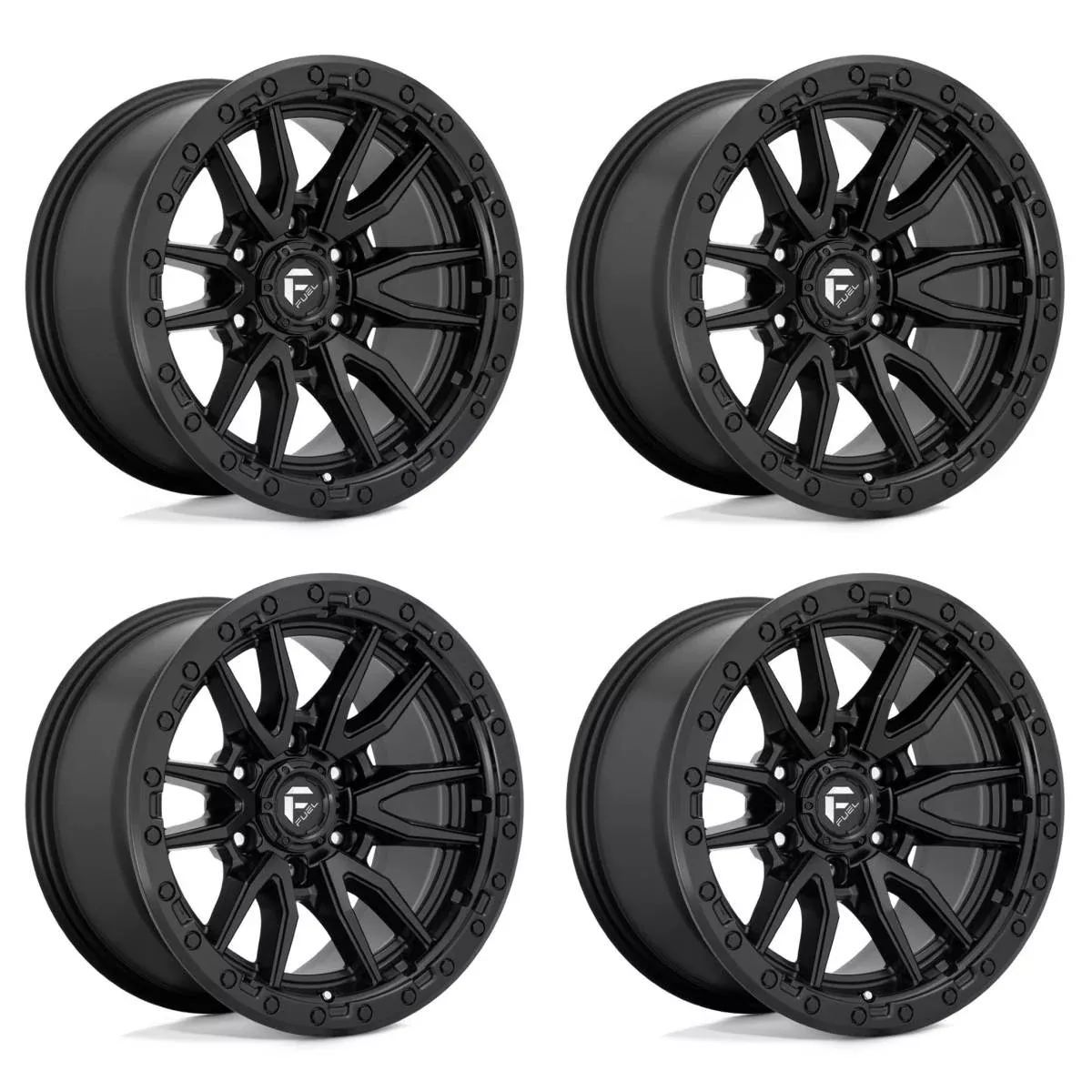 (4) 18x9 Fuel Rebel 6 Matte Black Wheels 6X135 -12MM Offset For 04+ Ford F-150